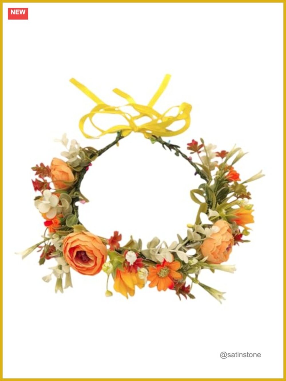 Boho Floral Headband Artificial Flowers Adjustable Ribbon Hair Accessory
